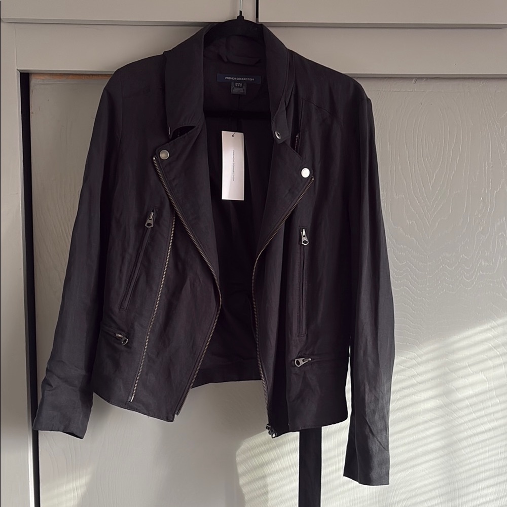 NWT French Connection Pera Black Biker Jacket